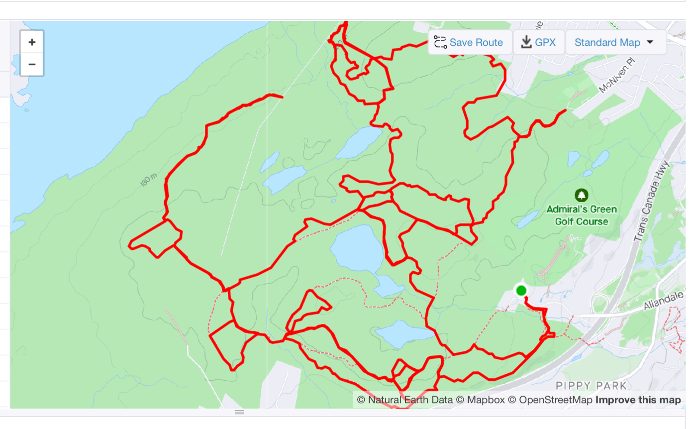 Map of the Three Pond Barrens trail network