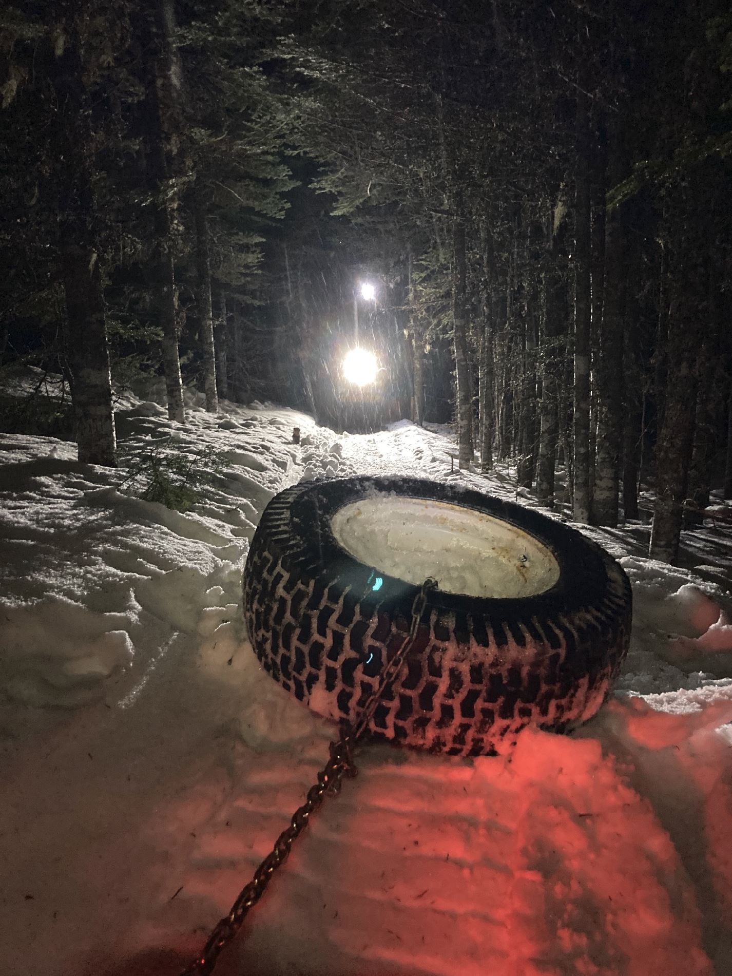 Trail drag at night